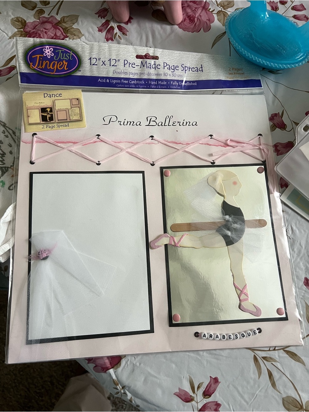 just ginger Prima Ballerina Scrapbook Page Spread in Pink and Black
